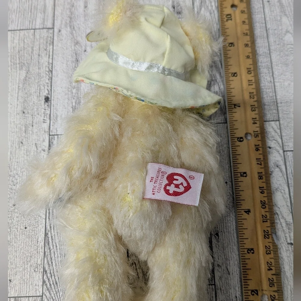 Ty Cream Teddy Bear with Yellow Floral Hat